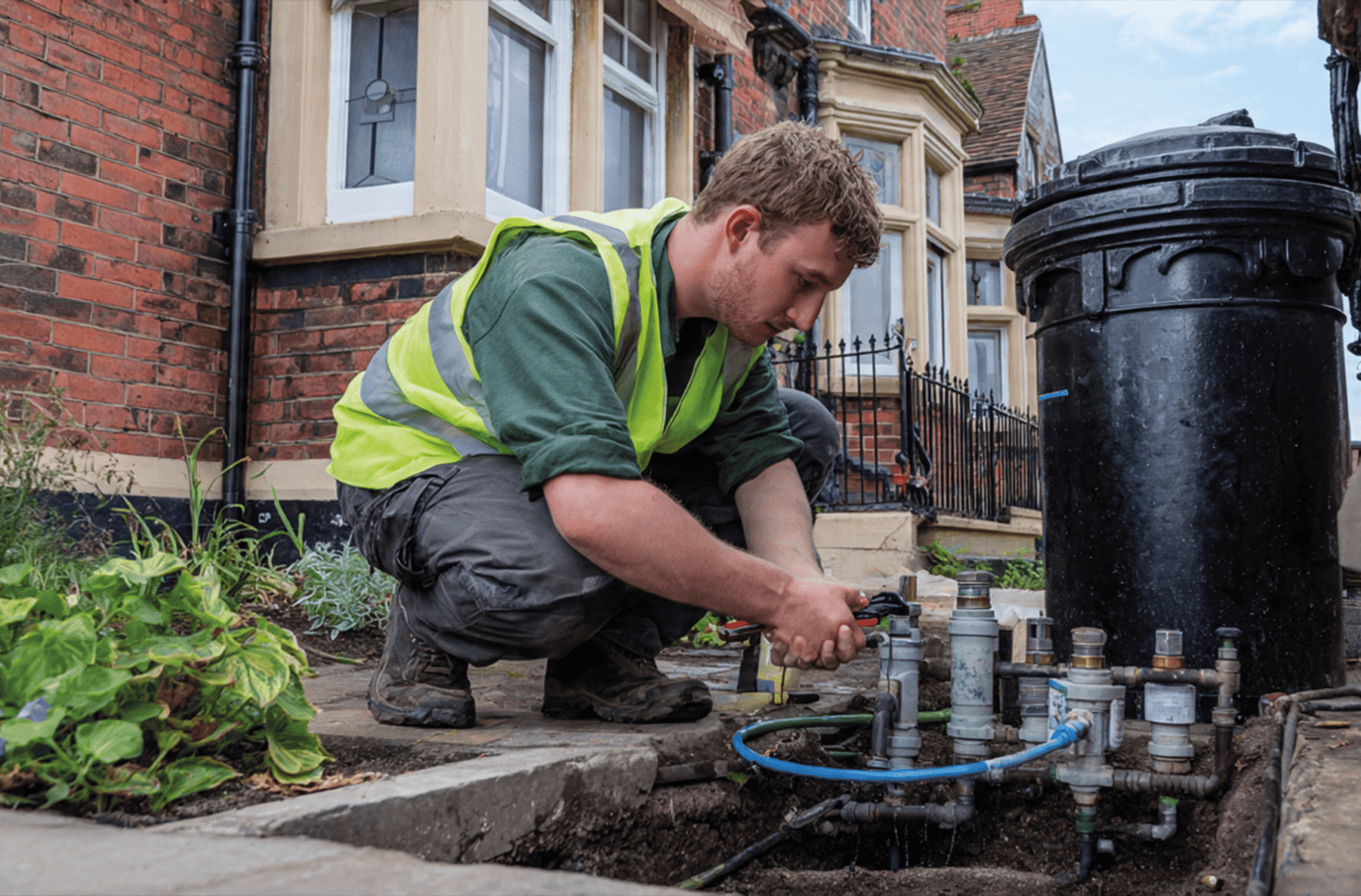 Gohaych engineer completing an outdoor repair